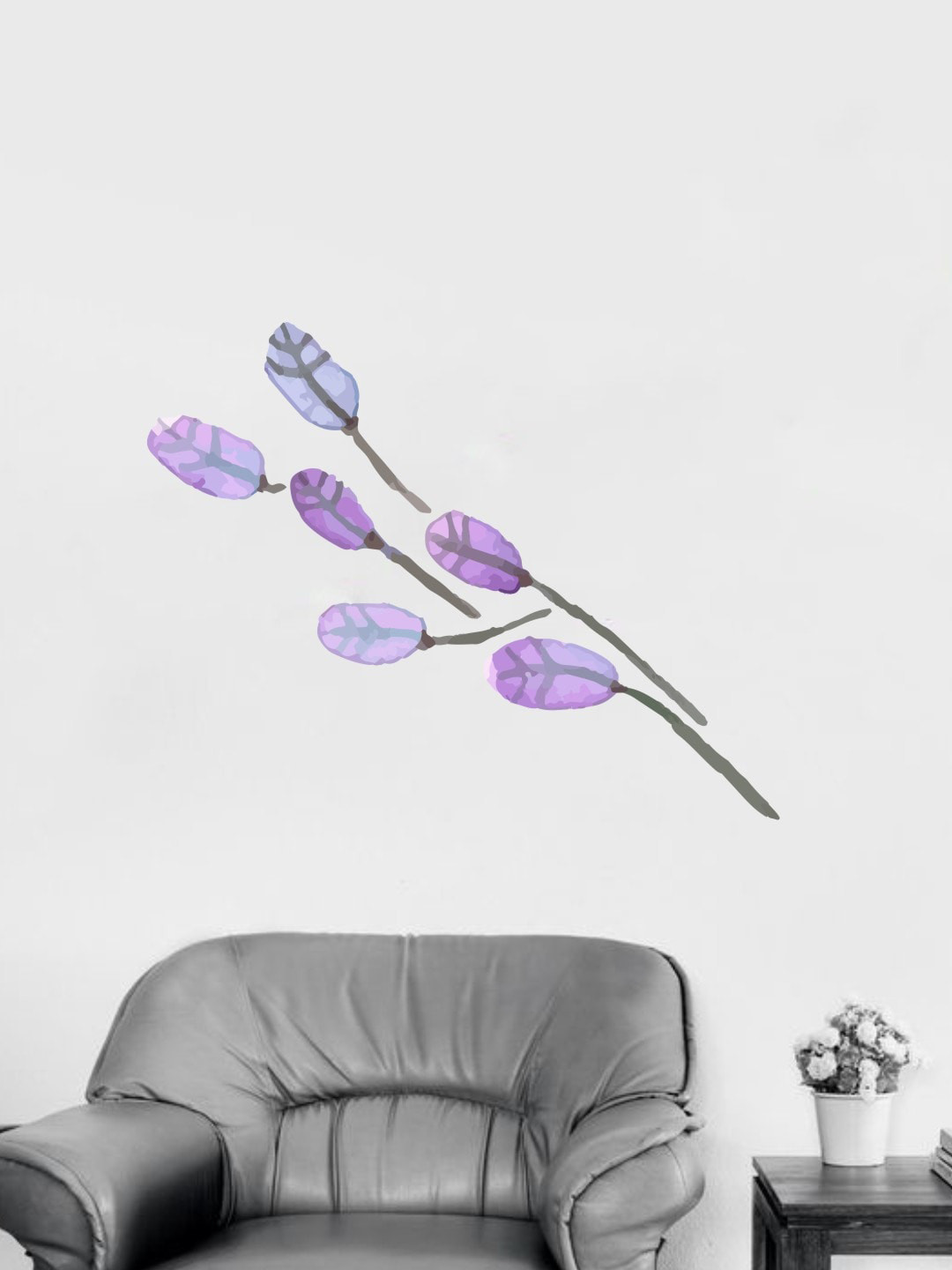 rawpockets Purple Watercolor Leaf Wall Sticker