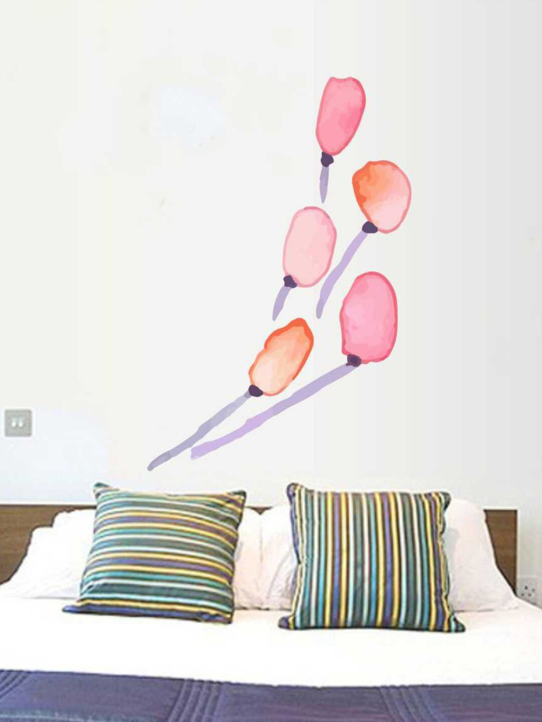 rawpockets Red & Blue Tulip Flower & Stem Wall Stickers