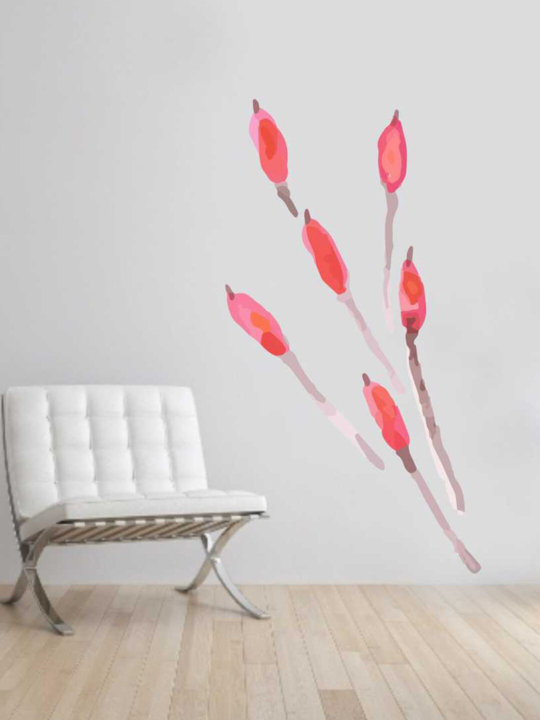 rawpockets Red PVC Watercolor Flower Wall Sticker