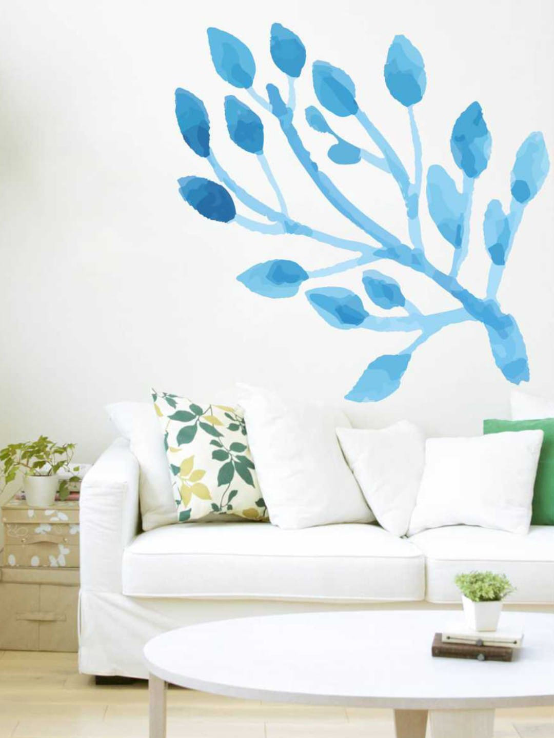 rawpockets Blue Watercolor Plant PVC Vinyl Wall Sticker