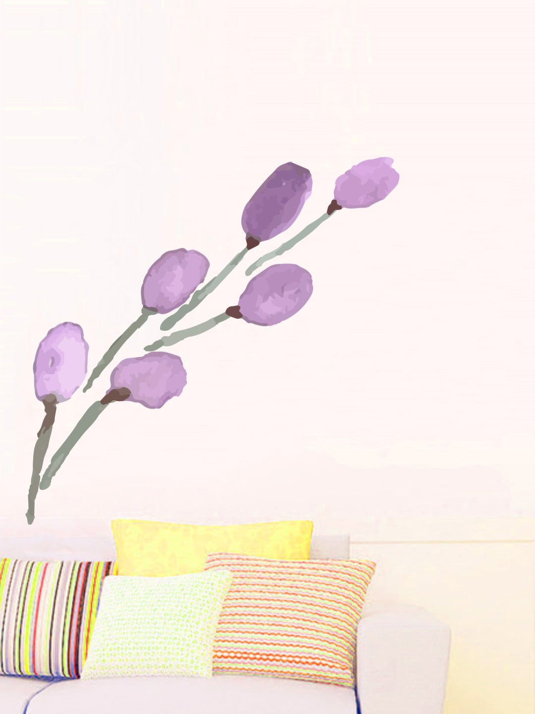 rawpockets Purple Tulip Flower PVC Vinyl Wall Stickers