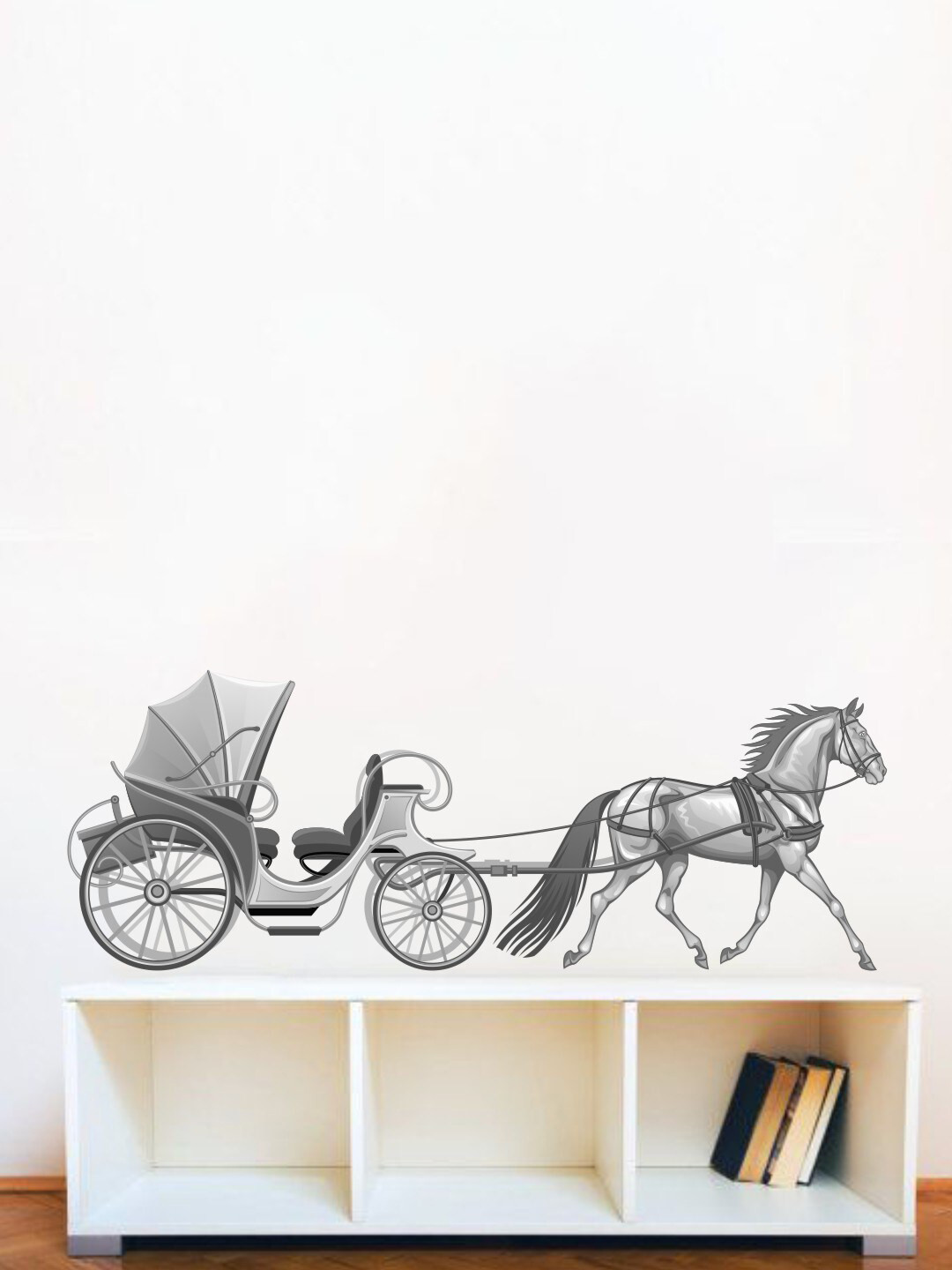 rawpockets Grey Horse Cart Wall Sticker