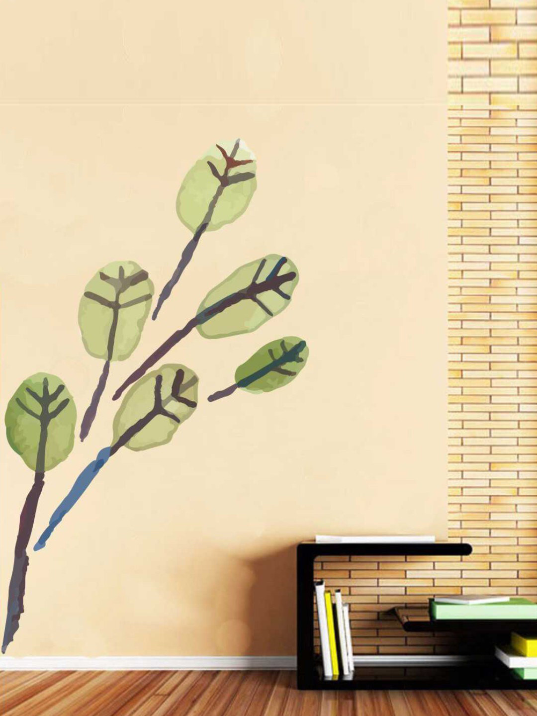 rawpockets Green & Brown Watercolor Leaf PVC Vinyl Wall Stickers