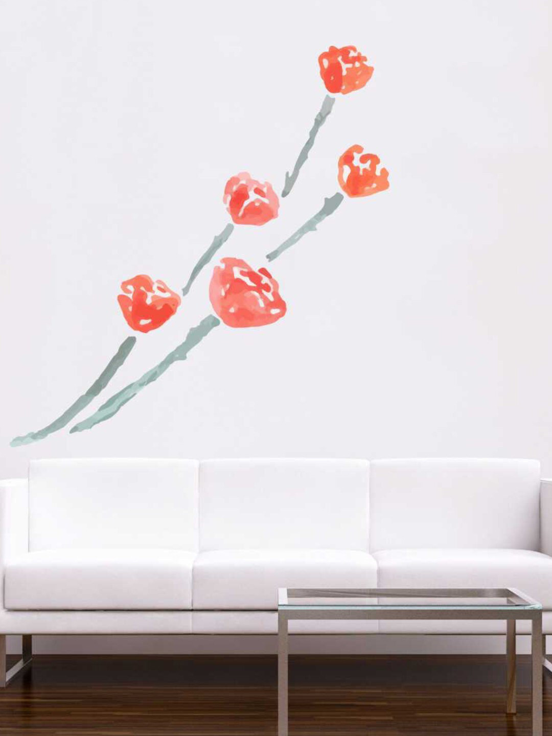 rawpockets Red & Blue Rose & Stem Wall Stickers