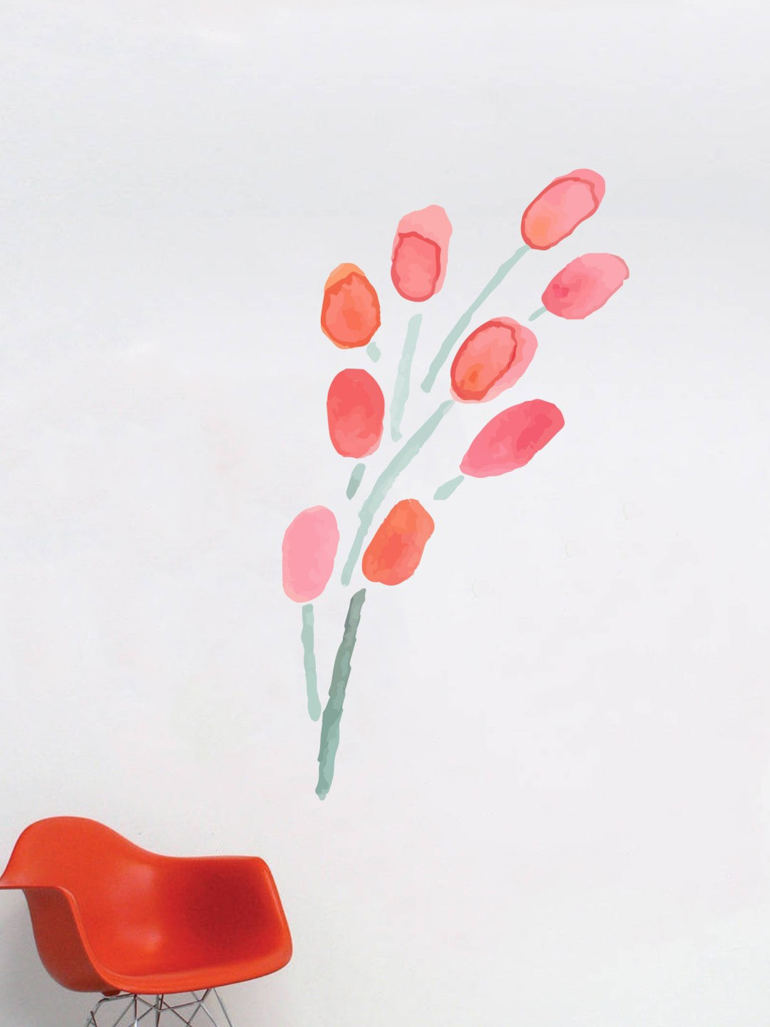 rawpockets Pink Modern Flower Wall Stickers (PVC Vinyl,Multicolour)