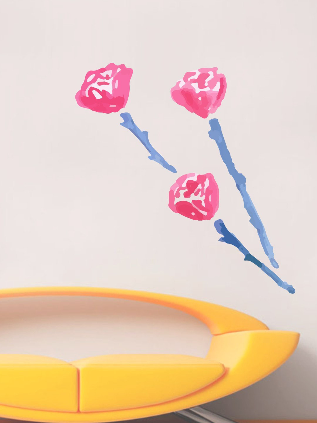 rawpockets Blue & Pink Rose & Blue Stem PVC Vinyl Wall Stickers