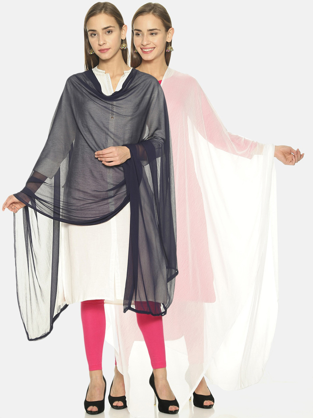 TWIN BIRDS Women Pack Of 2 Solid Dupattas