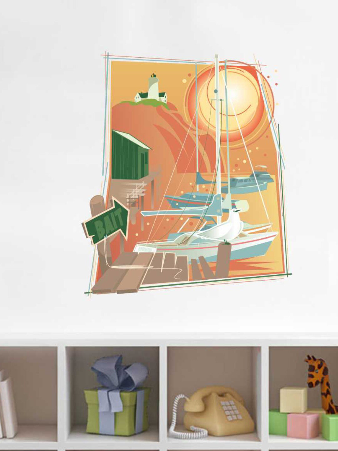 rawpockets Brown Boat House Wall Sticker