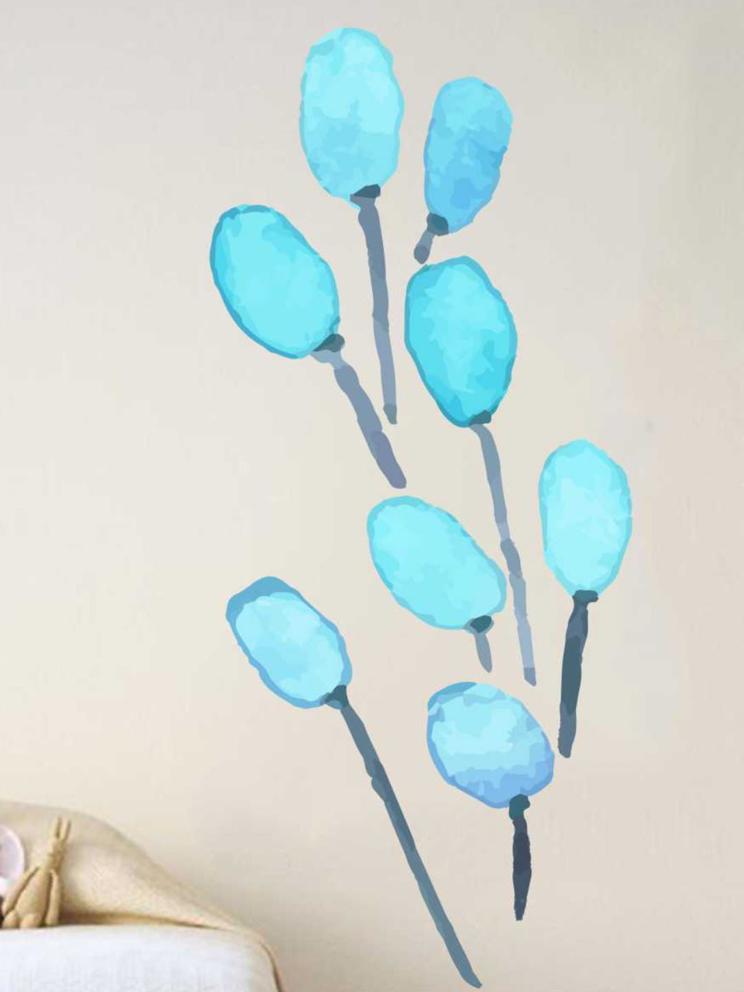 rawpockets Blue PVC Tulip Flower Wall Sticker