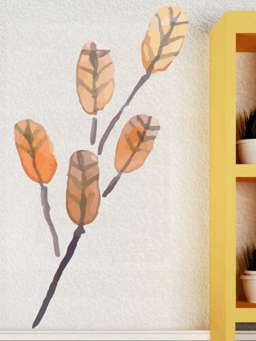 rawpockets Orange Watercolor Leaf Wall Sticker