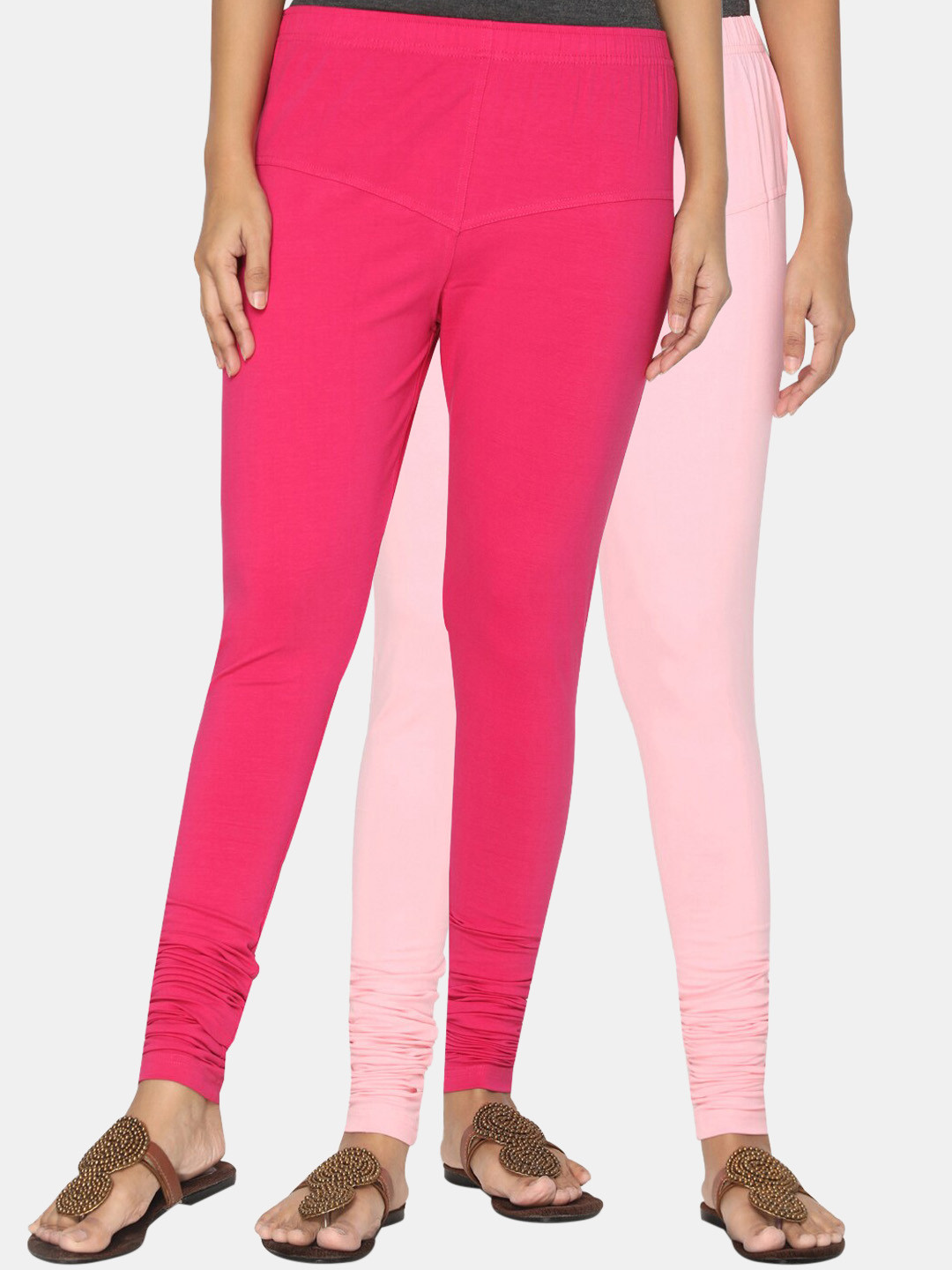 Women Pack of RANI And BABY PINK Churidar Leggings