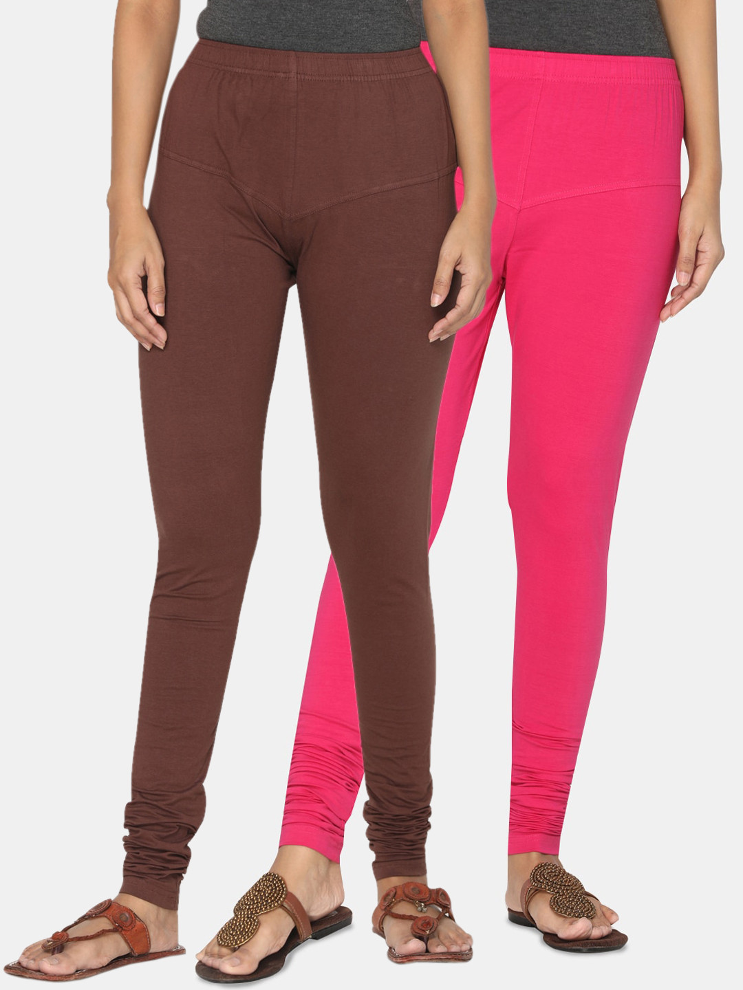Women Pack of RANI And CHOCOLATE Churidar Leggings