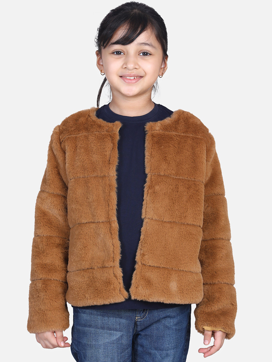 StyleStone Girls Brown Checked Tailored Jacket