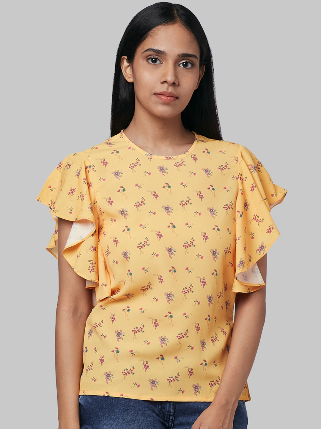 Park Avenue Woman Women Yellow Printed Top