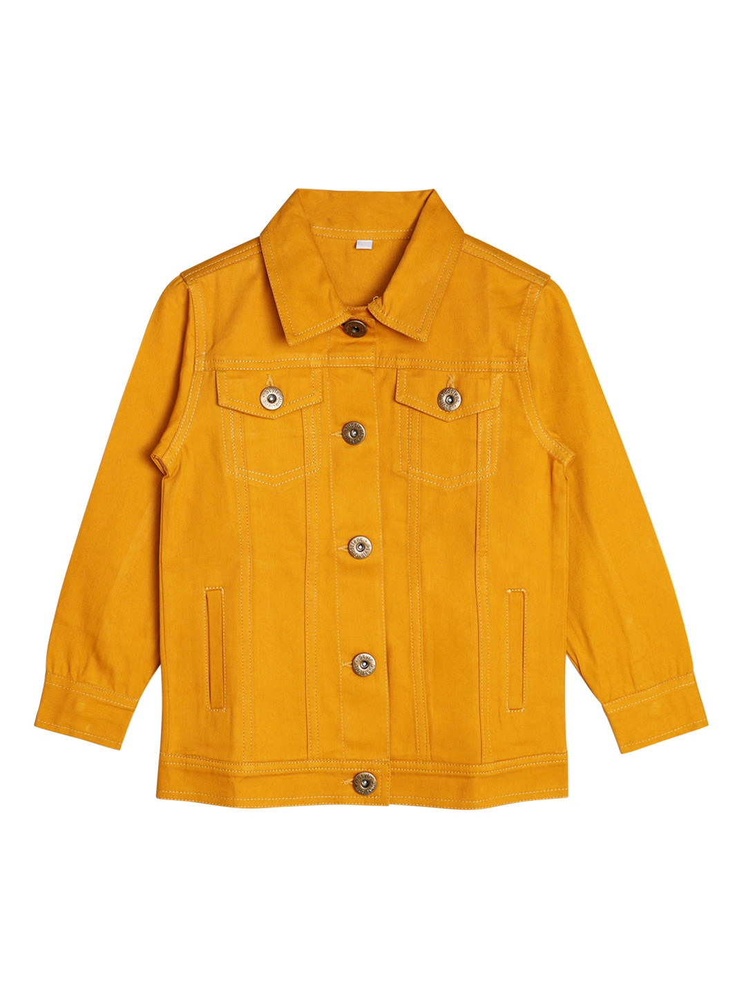 Style Quotient Girls Mustard Yellow Solid Tailored Jacket