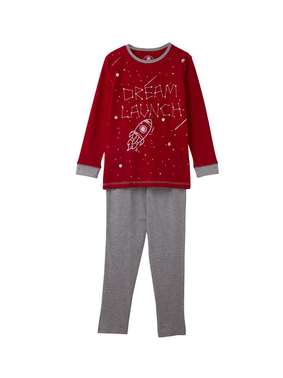 Cub McPaws Boys Red & Grey Printed Night suit
