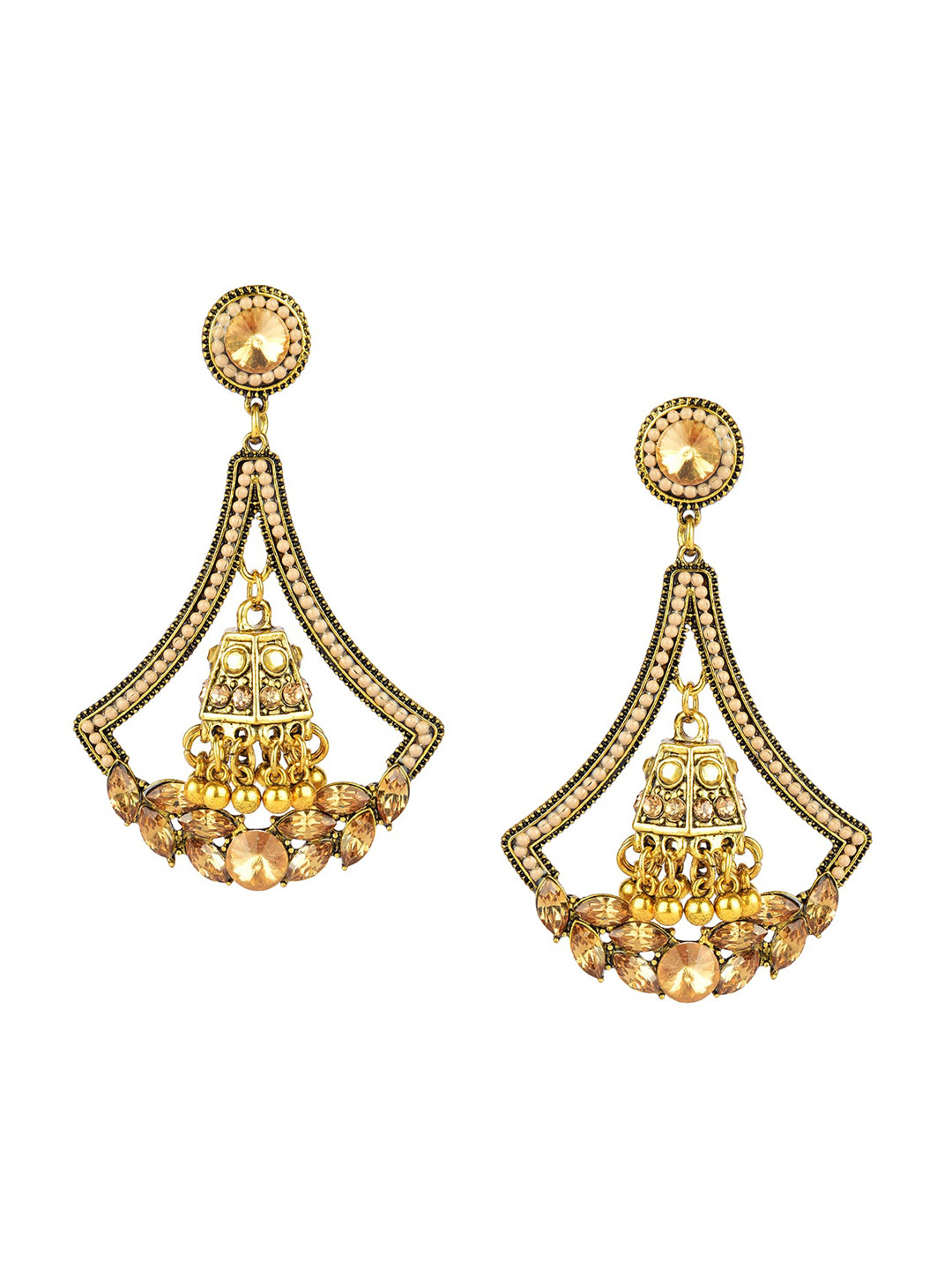 DESI COLOUR Gold-Toned Handcrafted Contemporary Drop Earrings