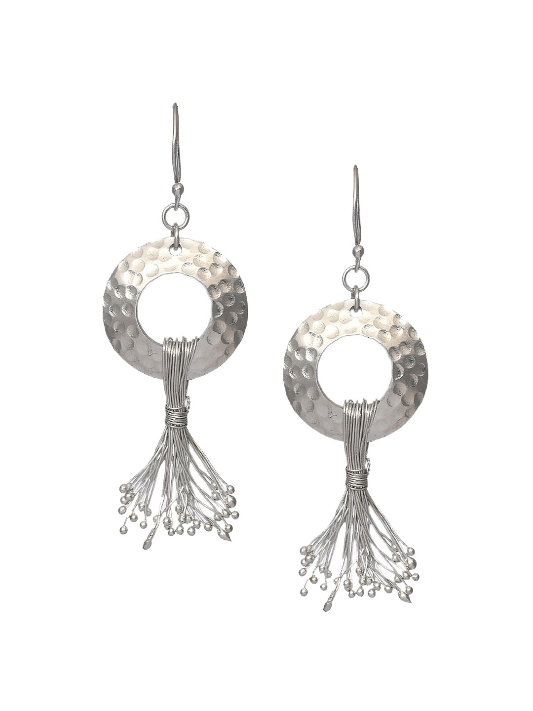Bodh Design Silver-Toned Handcrafted Contemporary Drop Earrings