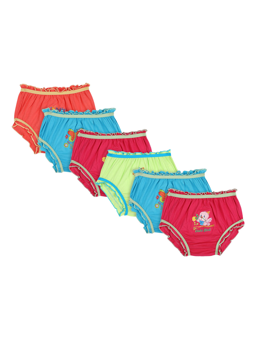 Bodycare Kids Girls Pack Of 6 Assorted Basic Briefs KIA6450-PK002