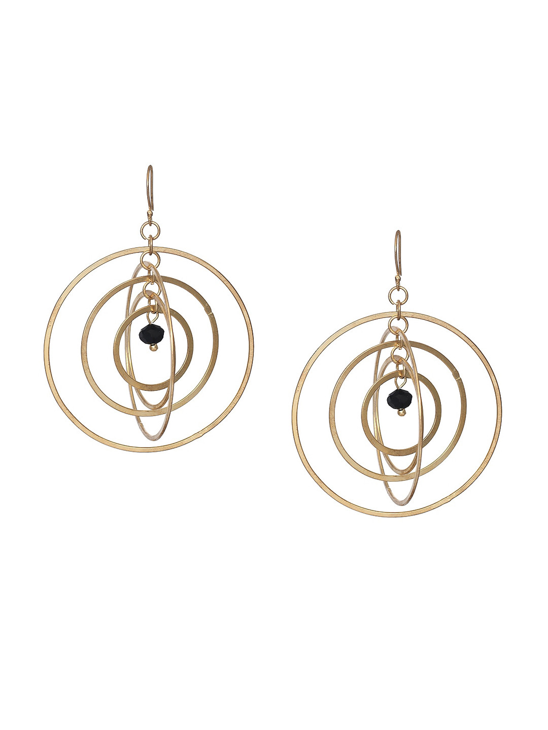 Bodh Design Gold-Toned & Black Contemporary Drop Earrings