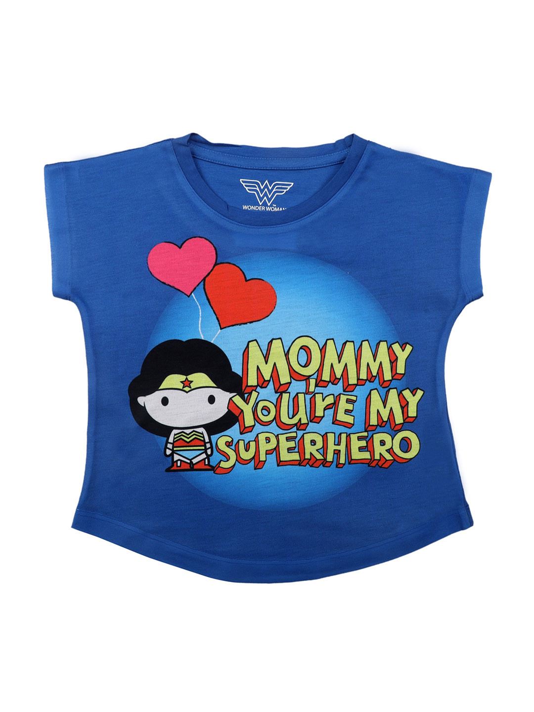 Wonder Woman Girls Blue Printed Top
