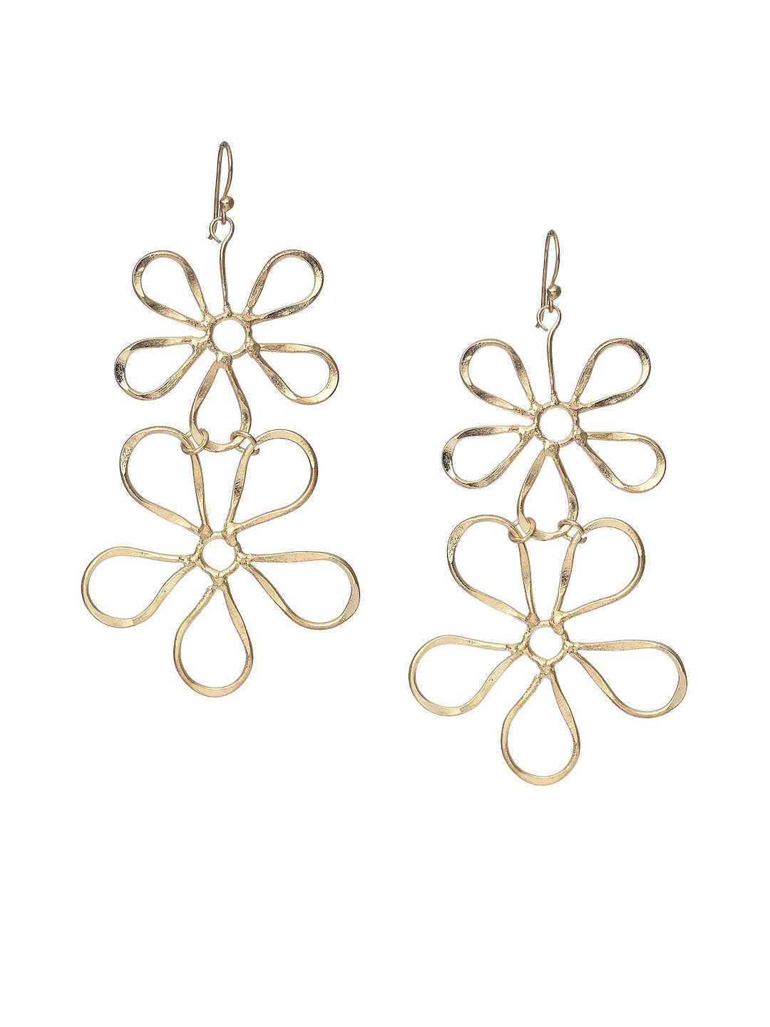 Bodh Design Gold-Toned Floral Drop Earrings