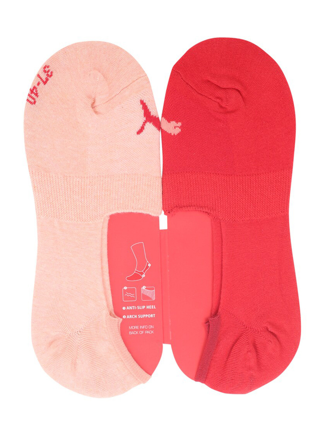 Puma Women Pack Of 2 Peach Coloured & Coral Solid Shoe Liner