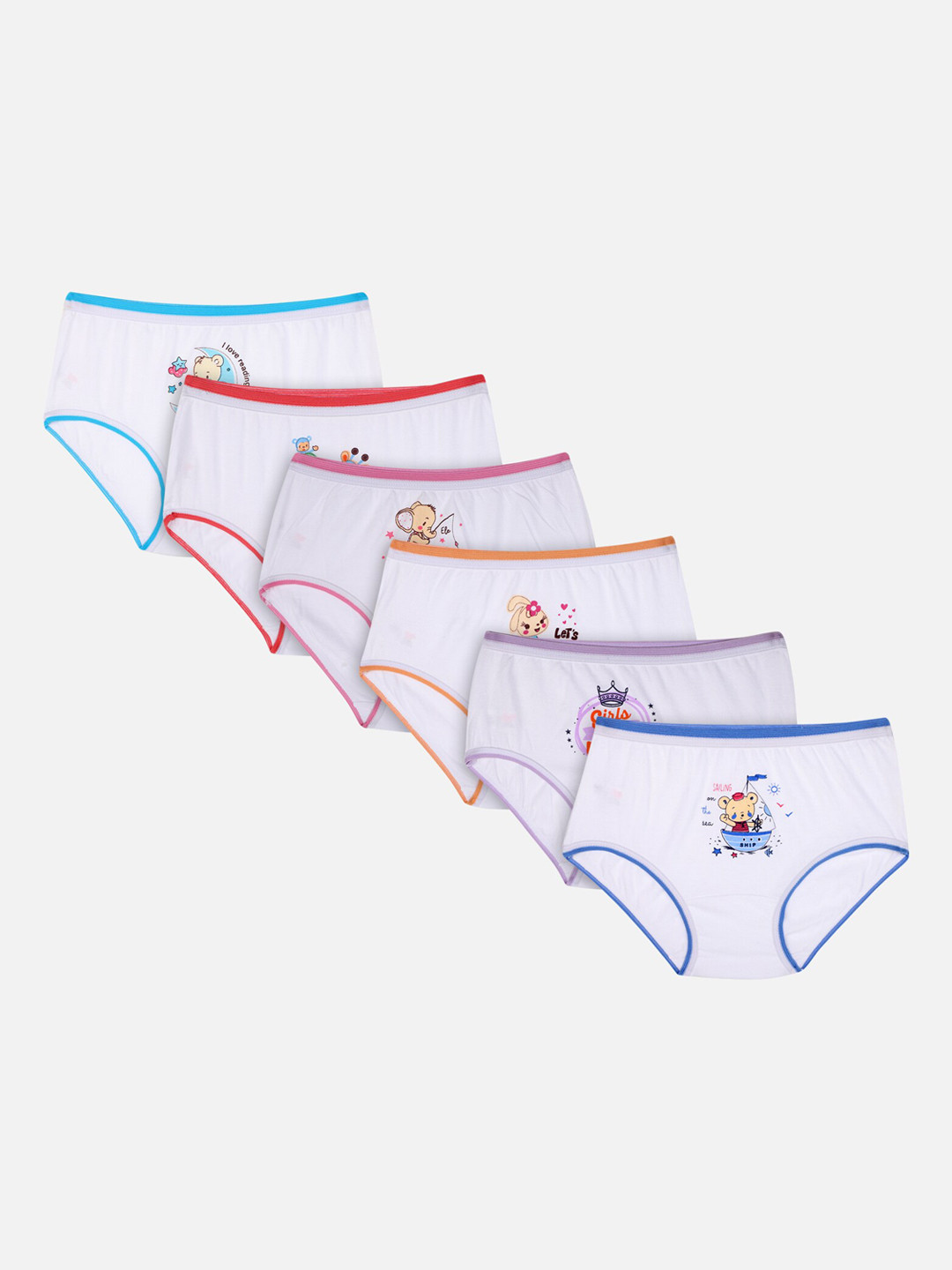 Bodycare Kids Girls Pack Of 6 Assorted Basic Briefs KIA1700-PK002
