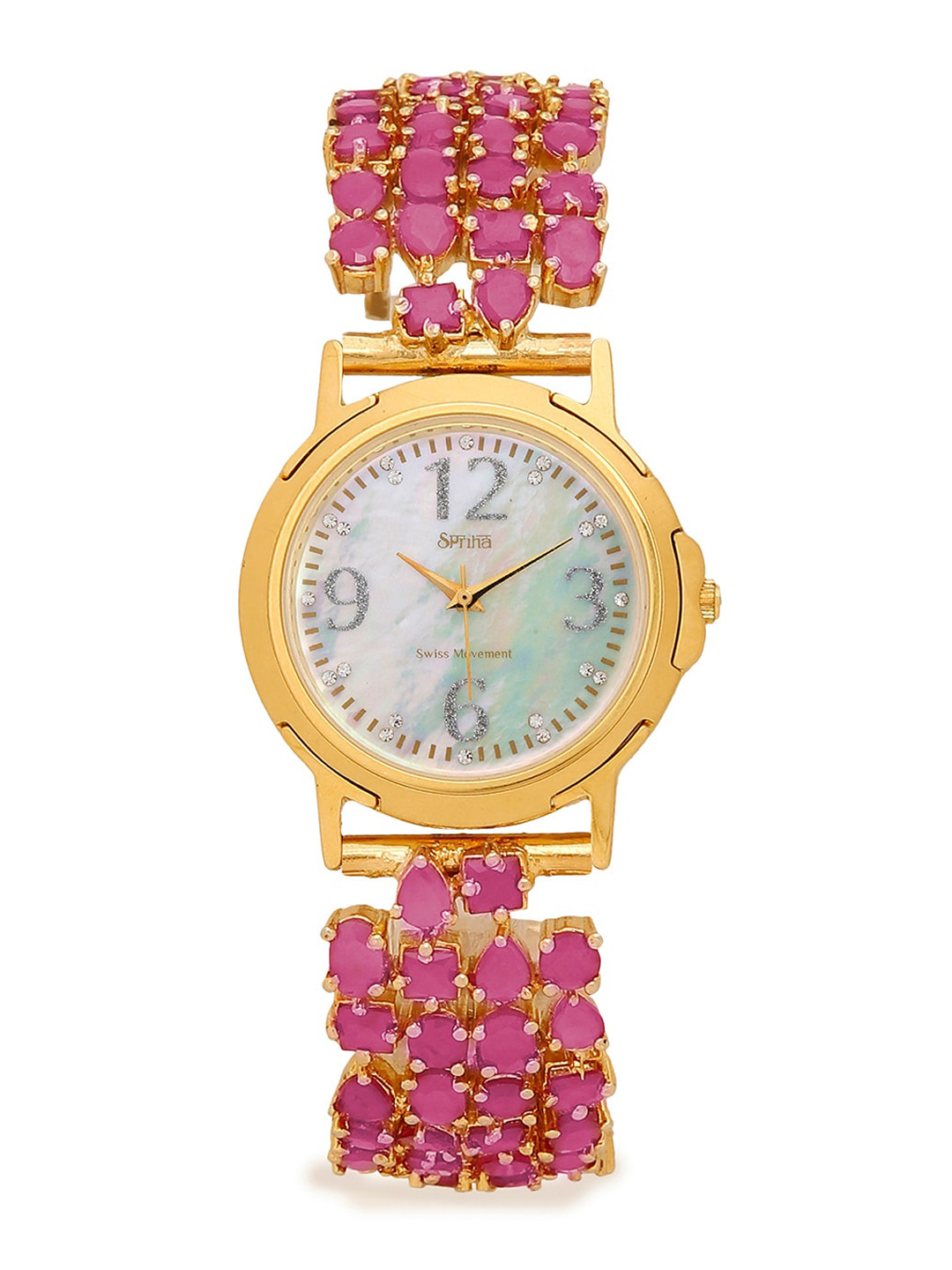 SPRIHA Handcrafted Timepieces Women White & Gold-Toned Analogue Watch SEGS27RG