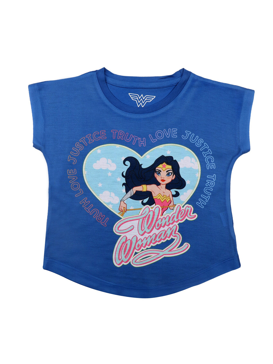Wonder Woman Girls Blue Wonder Woman Printed Top