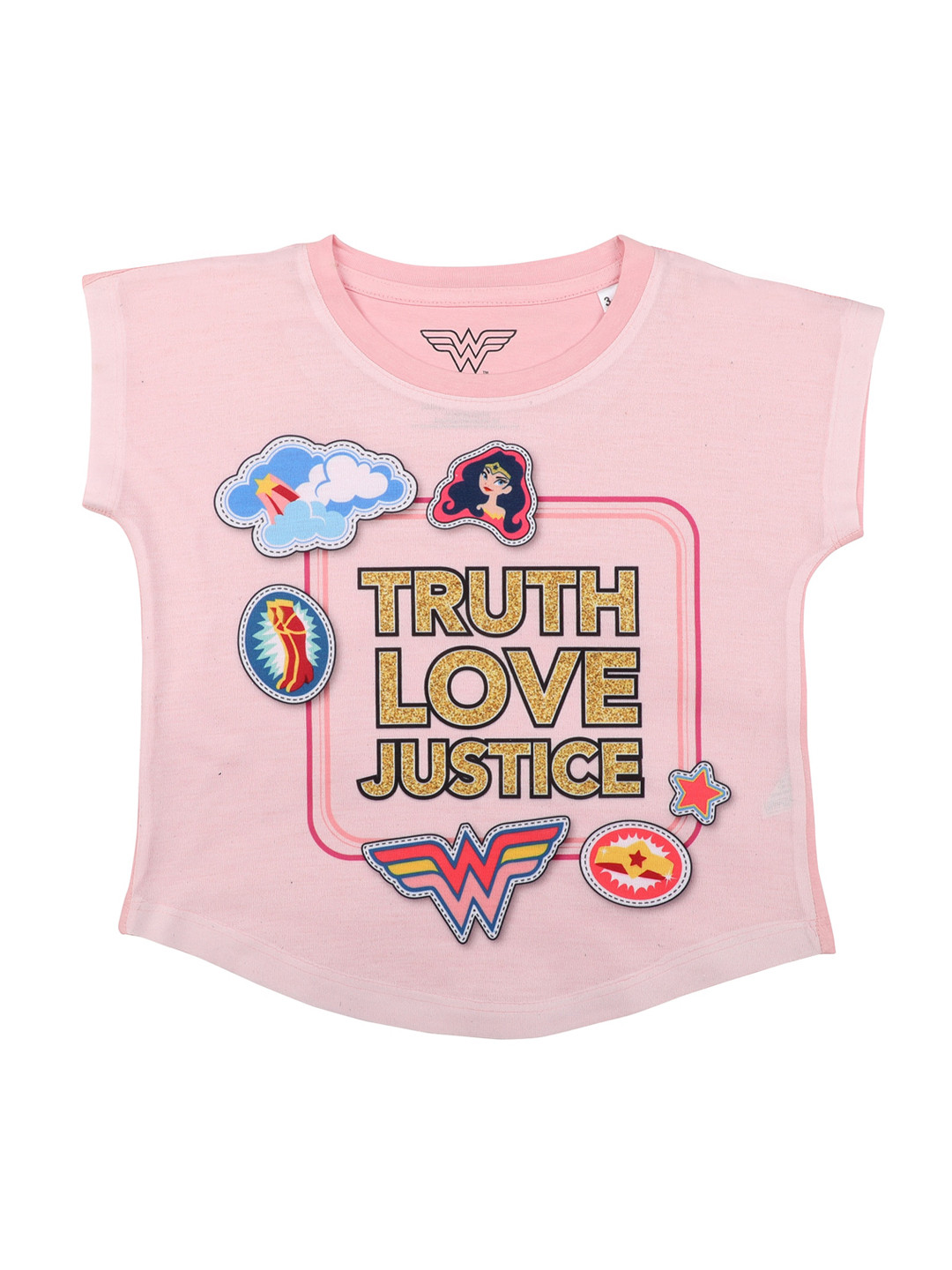 Wonder Woman Girls Pink Printed Top