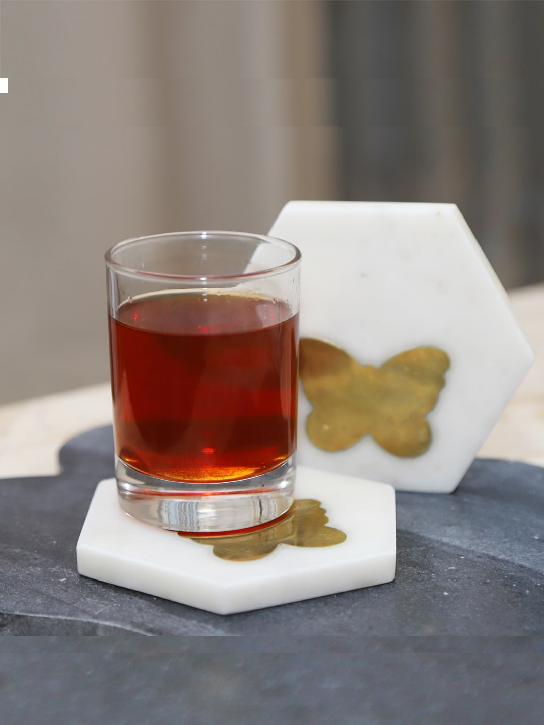 NikkisPride Set Of 2 Printed   Marble Coasters