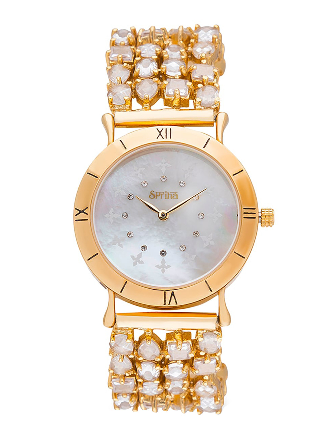 SPRIHA Handcrafted Timepieces Women White & Gold-Toned Analogue Watch SEGS27PG