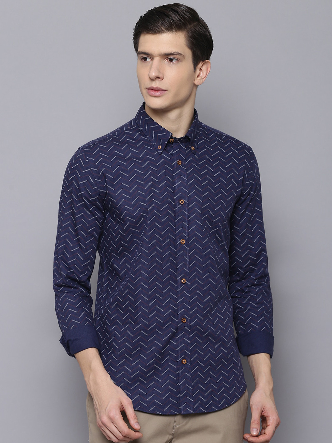 BEN SHERMAN Men Blue Slim Fit Printed Casual Shirt