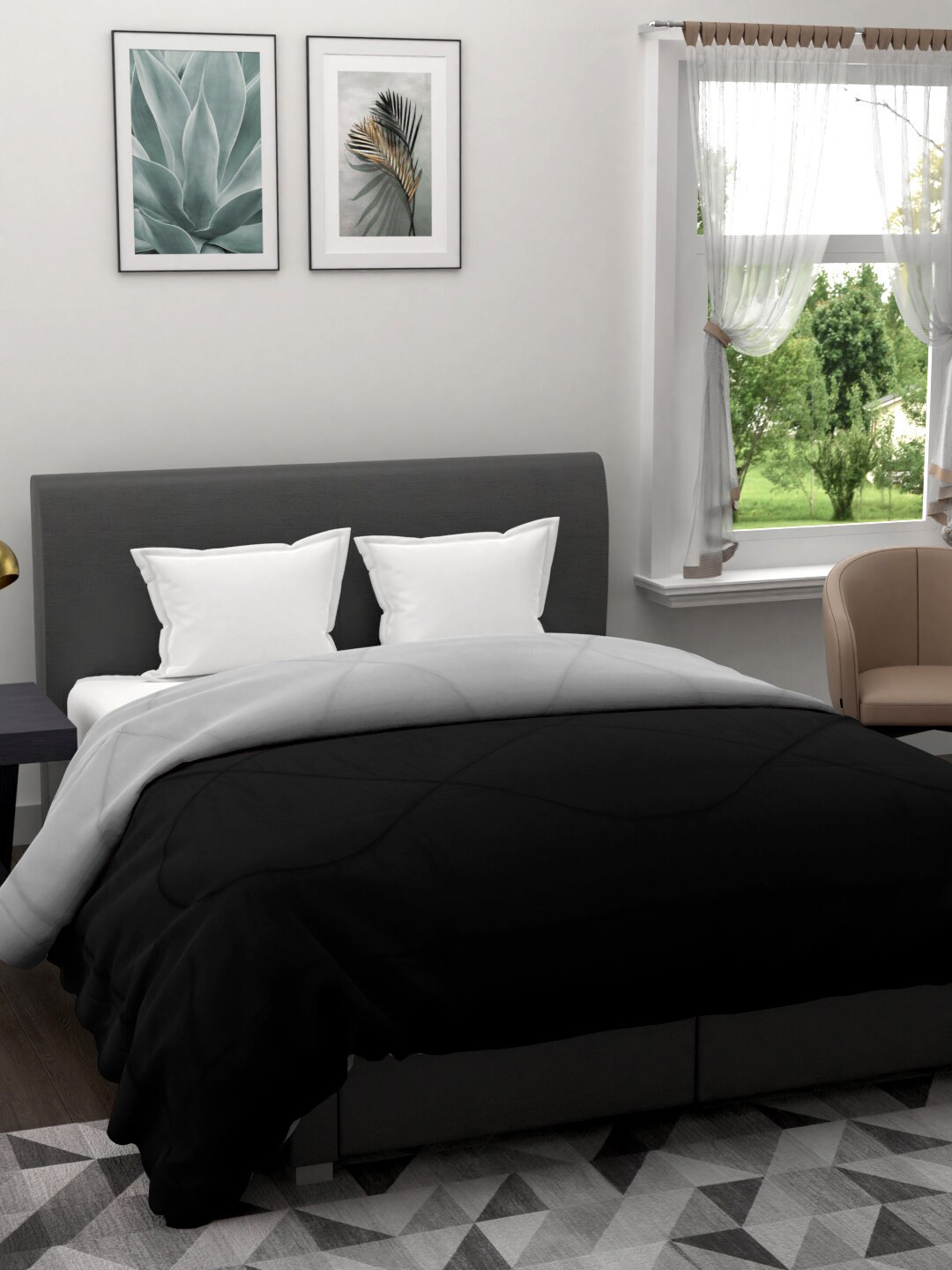 EverHOME Black & Grey Solid Mild Winter 200 GSM Double Bed Comforter
