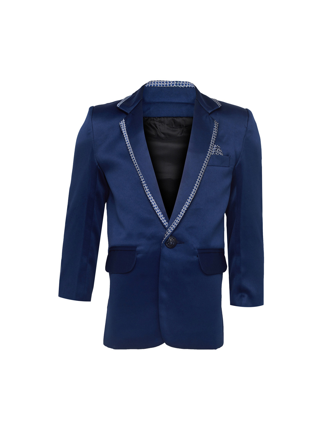 Jeetethnics Boys Navy Blue Solid Blazer