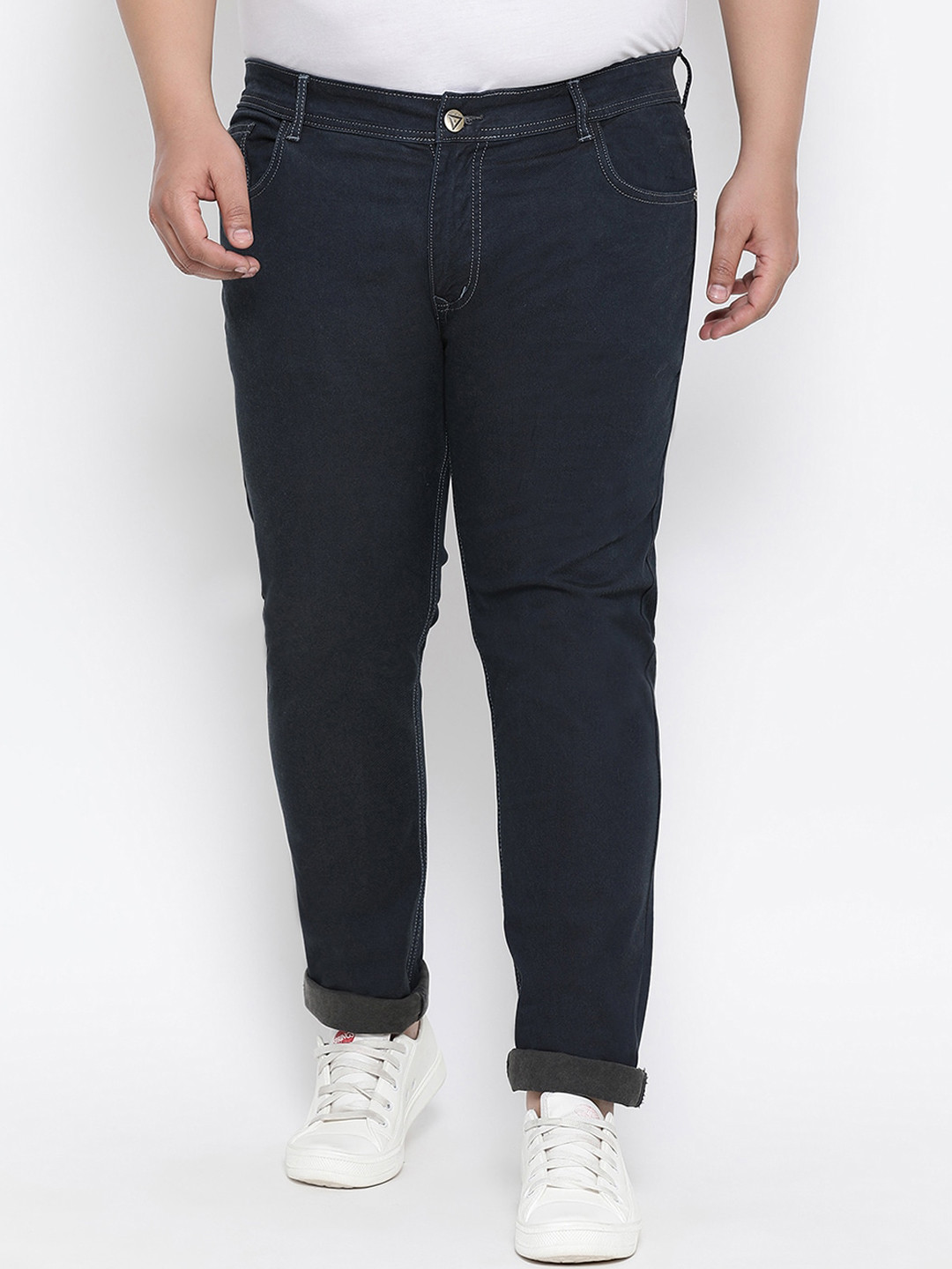 FEVER Men Navy Blue Slim Fit Mid-Rise Slash Knee Stretchable Jeans