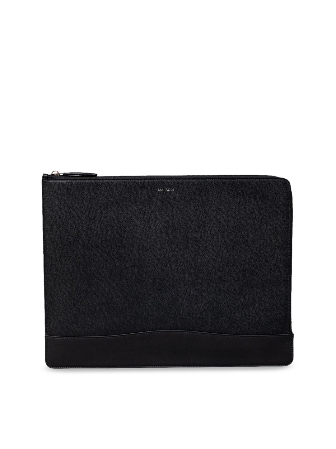 MAI SOLI Men Black Solid Leather 14 Inch Laptop Sleeve