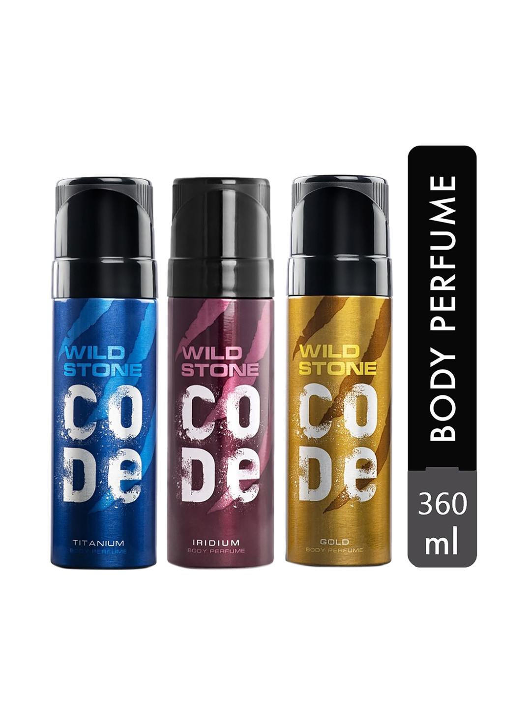 Wild Stone Pack of 3 Iridium & Gold & Titanium Body Perfume Spray 360 ml