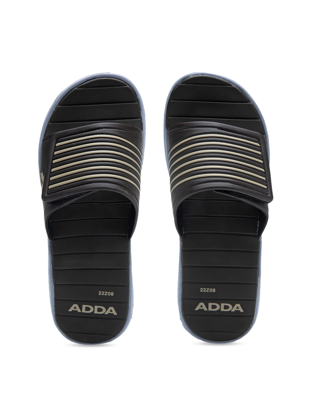 Adda Men Brown & Beige Striped Sliders