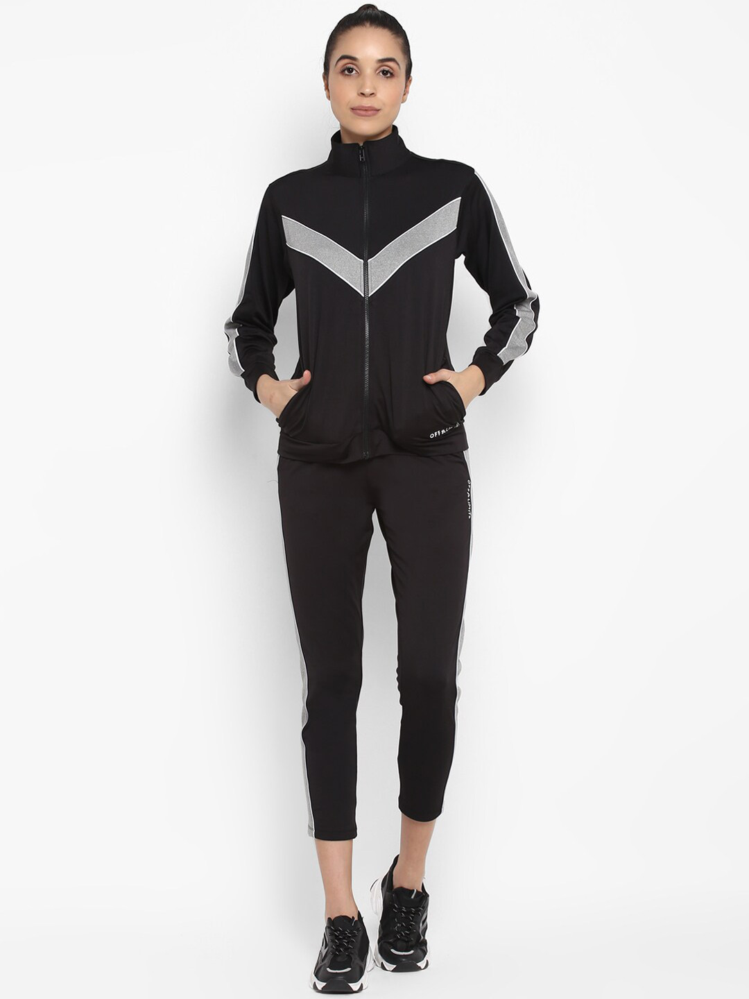 OFF LIMITS Women Black & Grey Colorblocked Tracksuit