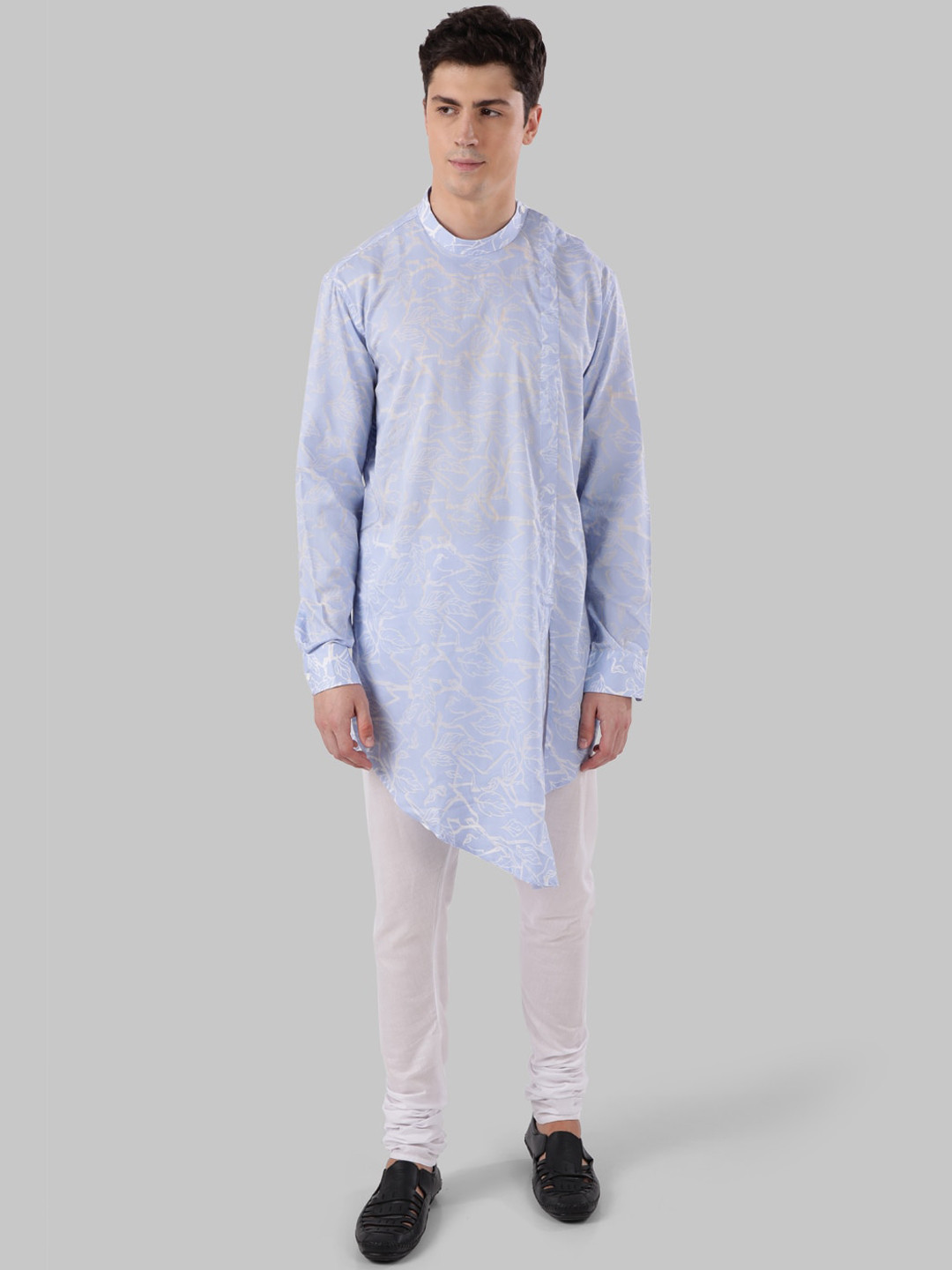 Ethnix by Raymond Men Blue Printed A-Line Kurta