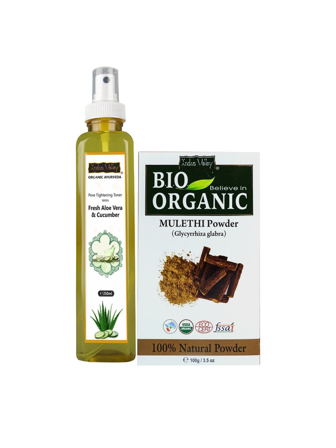 Indus Valley Bio Organic Mulethi Powder & Cucumber Water