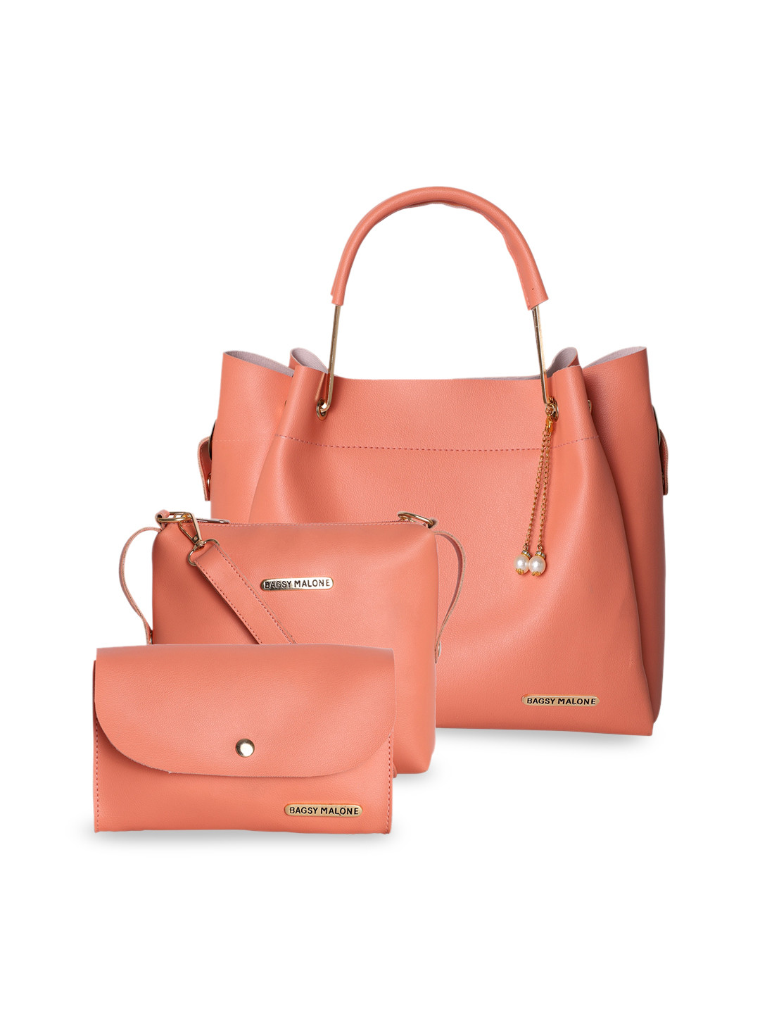 Bagsy Malone Peach Solid Handheld Bag Combo
