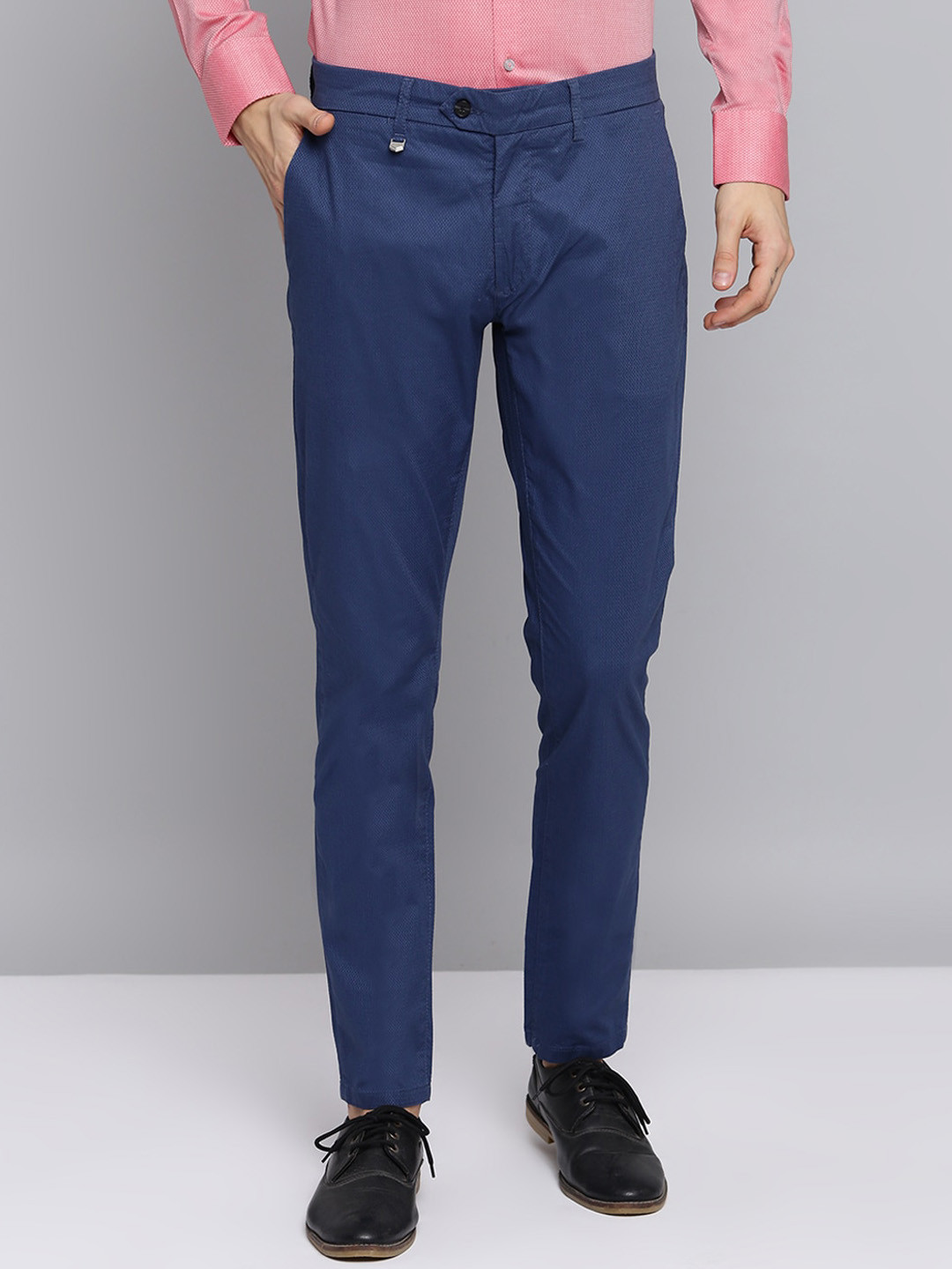 Antony Morato Men Blue Regular Fit Solid Formal Trousers