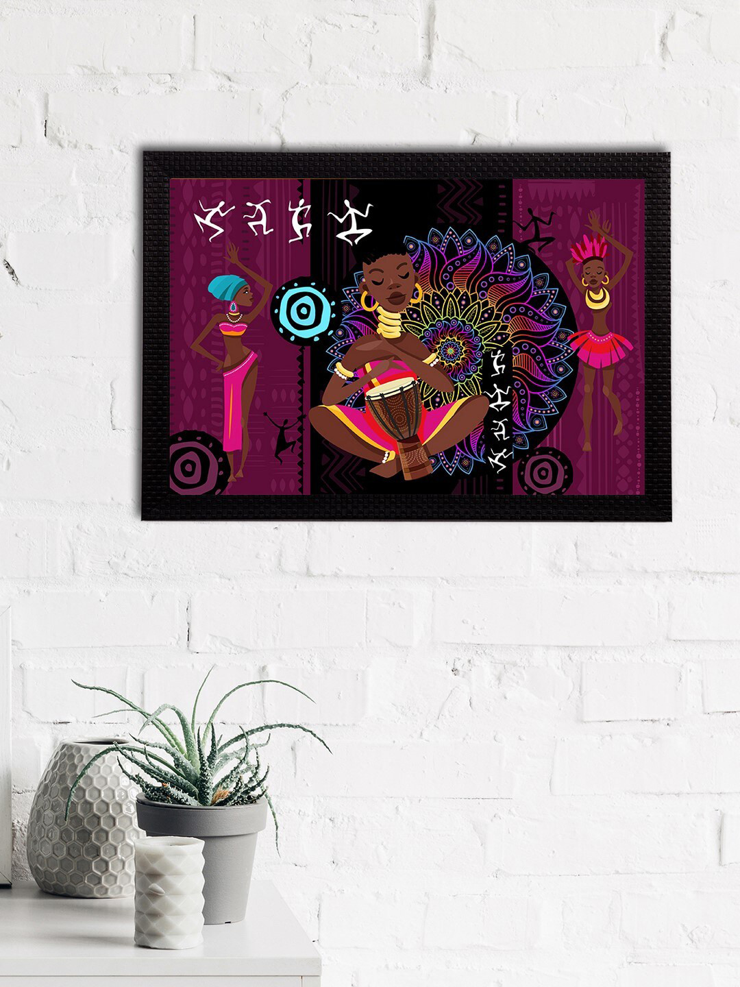 eCraftIndia Tribal Synthetic Wood Wall Rectangle Paintings Wall Art - 14 x 10 In