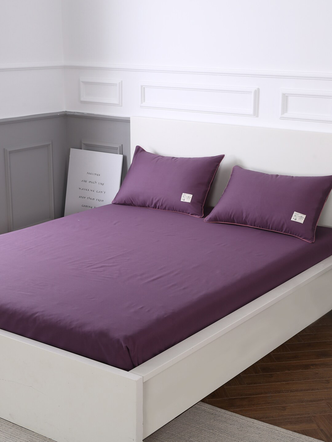 URBAN DREAM Purple Cotton 210 TC King Fine Bedsheet with 2 Pillow Covers-108 x 91 inches
