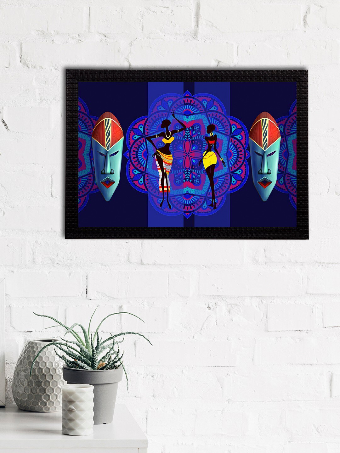 eCraftIndia Yellow & Blue Tribal Theme Satin Matt Texture UV Art Painting