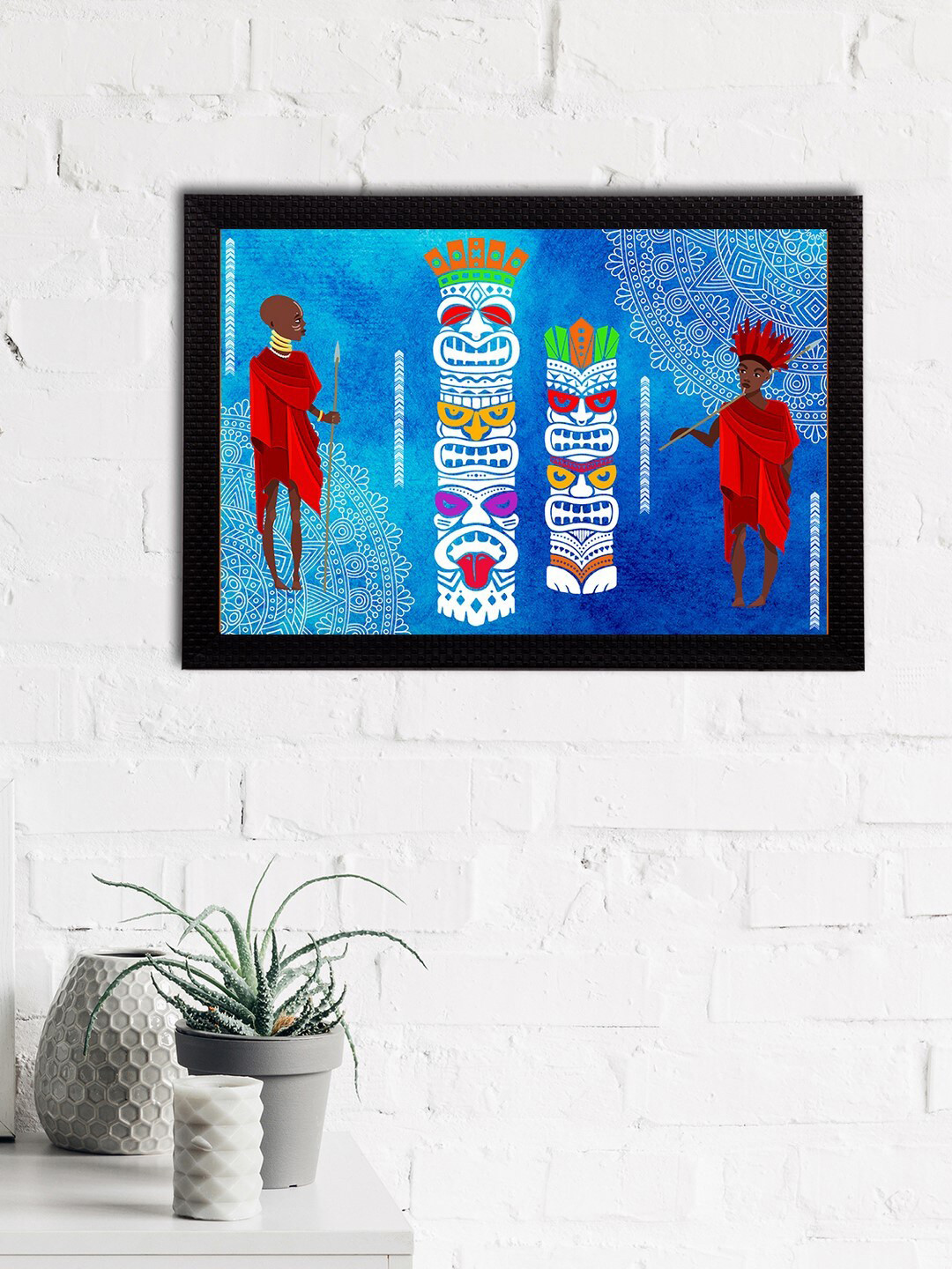 eCraftIndia Tribal Theme Paper Wall Rectangle Paintings Wall Art -10 x 14In