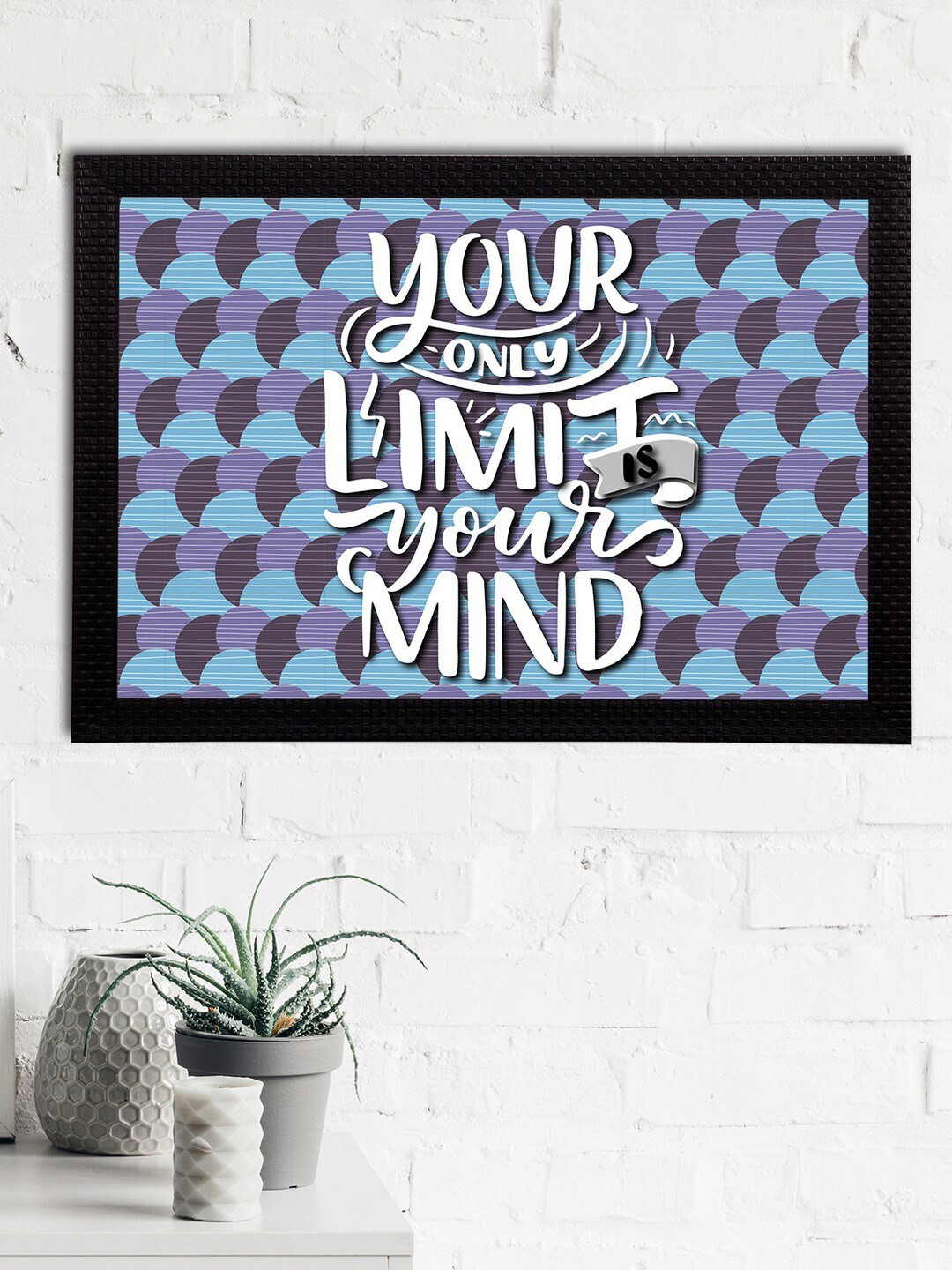 eCraftIndia Blue and Black Motivational Quote Satin Matt Textured UV Art Painting